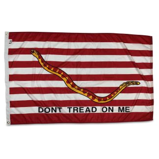 1st Navy Jack Flag Naval Jack Snake Flags Don't Tread On Me Red Nylon Printed 3 x 5 ft.