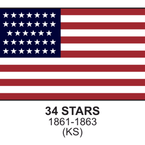 USA 34 Star Flag - Civil War Nylon Embroidered 3 x 5