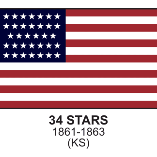 USA 34 Star Flag - Civil War Nylon Embroidered 3 x 5