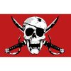 Crimson Pirate Flag with Swords Eyepatch - Outdoor Nylon 3x5 ft - Red