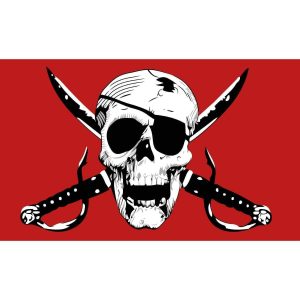 Crimson Pirate Flag with Swords Eyepatch - Outdoor Nylon 3x5 ft - Red