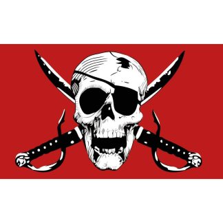 Crimson Pirate Flag with Swords Eyepatch - Outdoor Nylon 3x5 ft - Red