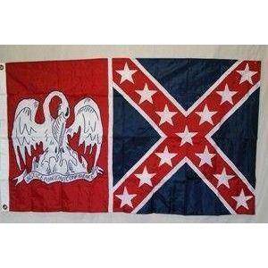 Confederate Louisiana Battle Flag - LA Red Battle Flags Sewn Nylon Embroidered 3 x 5 ft.
