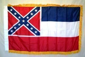 Mississippi State Flag - Polyester Printed - 3 x 5 ft. with Fringes & Pole Sleeve