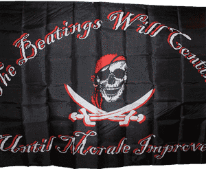 Pirate Red Hat Beatings Will Continue Flag 3 X 5 ft. Standard