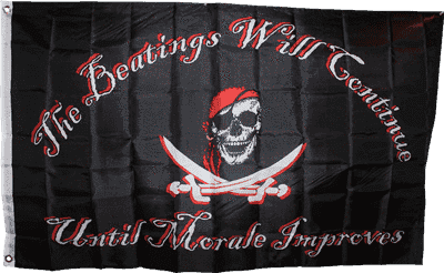Pirate Red Hat Beatings Will Continue Flag 3 X 5 ft. Standard