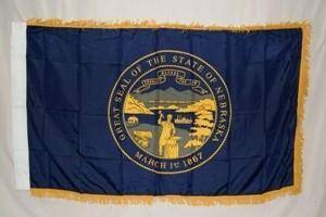 Nebraska Flag with Gold Fringe Pole Sleeve 3x5 ft.