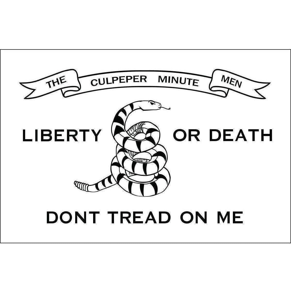 Culpeper Liberty or Death Dont Tread on Me Flag (USA MADE)- 3 ft x 5 ft Nylon Dyed