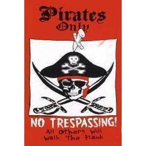 Cool Pirate Flag Banner 5 x 3 Long Design Pirates No Trespassing Flag Outdoor Nylon