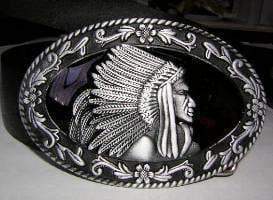 Indian Head Belt Buckle - Native American Belt Buckle Stainless Steel
