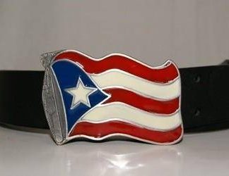 Puerto Rico Belt Buckle Waving Flag of PR