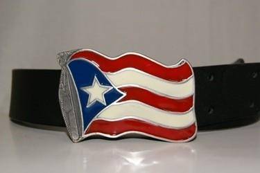 Puerto Rico Belt Buckle Waving Flag of PR