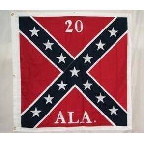 20th Alabama Confederate Flag Infantry Regiment Battle Flags - 51 x 51 Inch Sewn Cotton