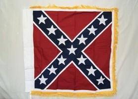 confederate infantry battle flag cotton 51 x 51 with pole sleeve ties and gold fringe