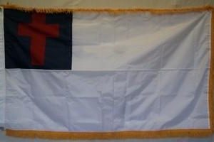 Christian Nylon Embroidered Flag 3 x 5 ft. with Fringe