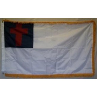 Christian Nylon Embroidered Flag 3 x 5 ft. with Fringe
