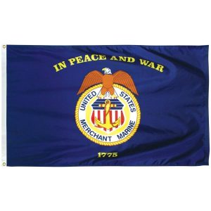Merchant Marine 4 x 6 ft Nylon Dyed Flag (USA Made)